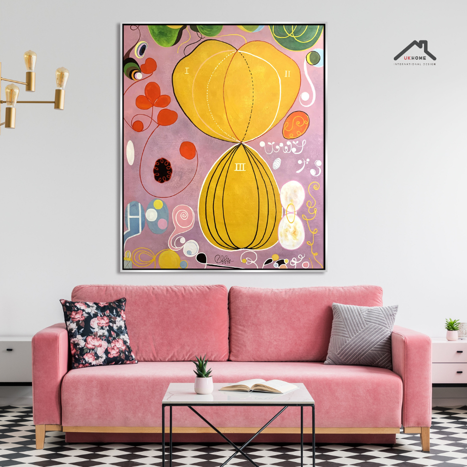 ÓLEO XL FIGURAS EN FONDO ROSA 150X150