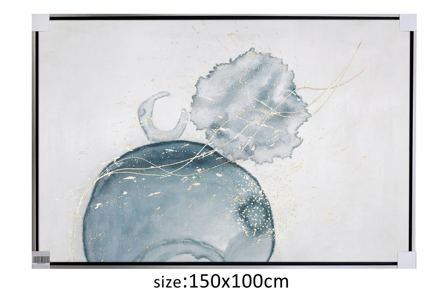 ÓLEO L ABSTRACTO GOTAS GRISES CON DORADO 150X100