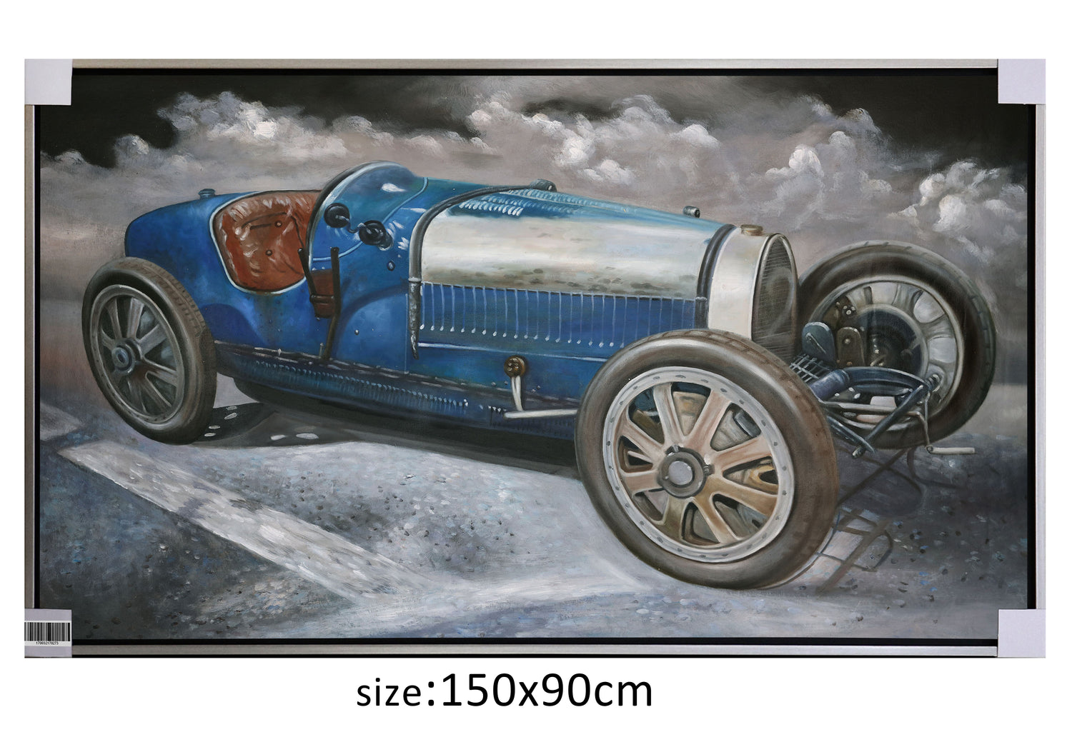 ÓLEO L AUTO CARRERA AZUL VINTAGE 150 X 90