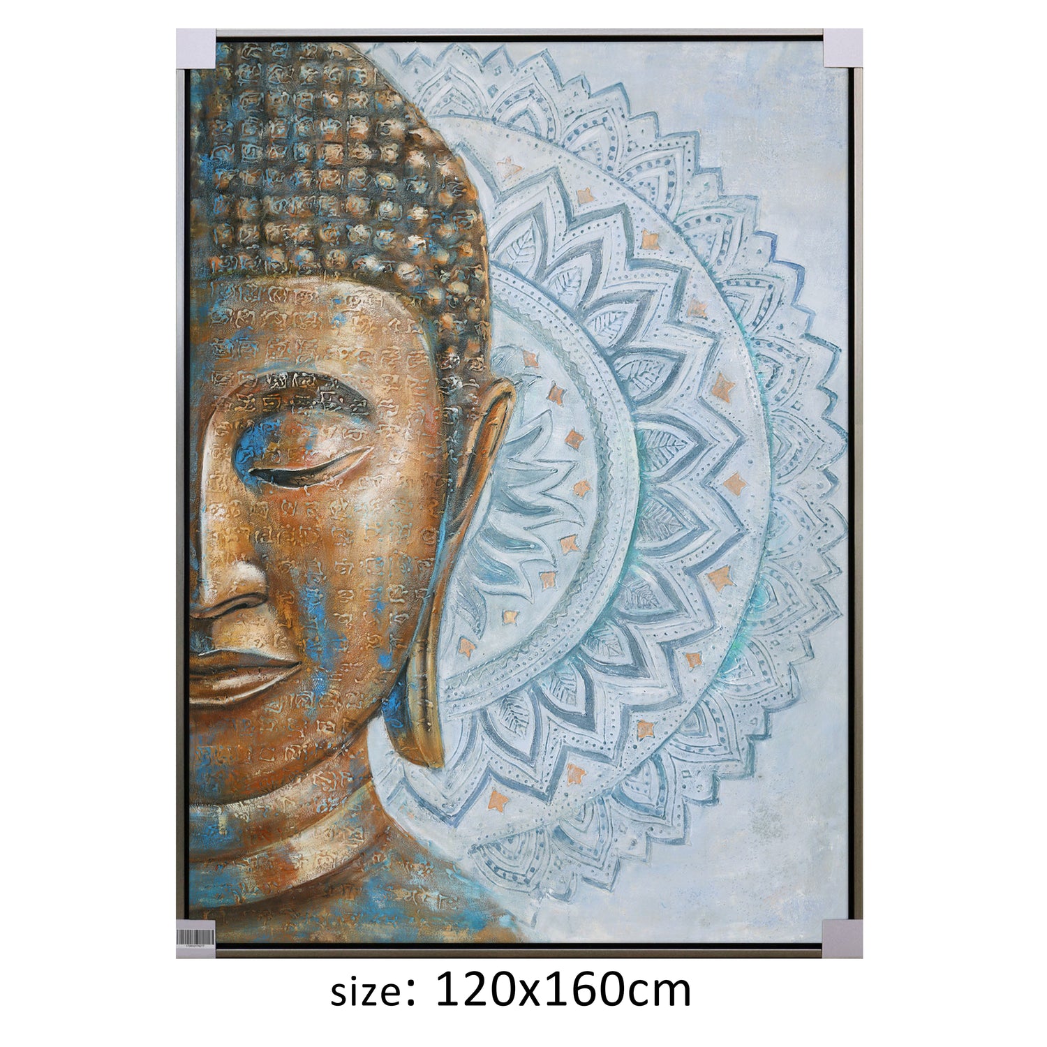 ÓLEO XL BUDA MANDALA CELESTE 120X160