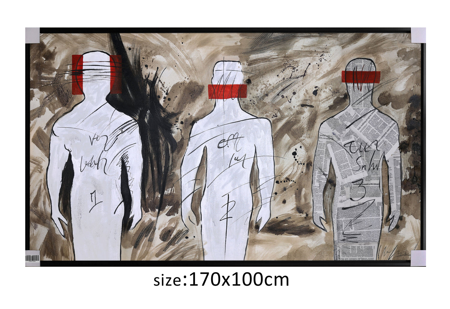 ÓLEO XL 3 FIGURAS HOMBRES 170X100