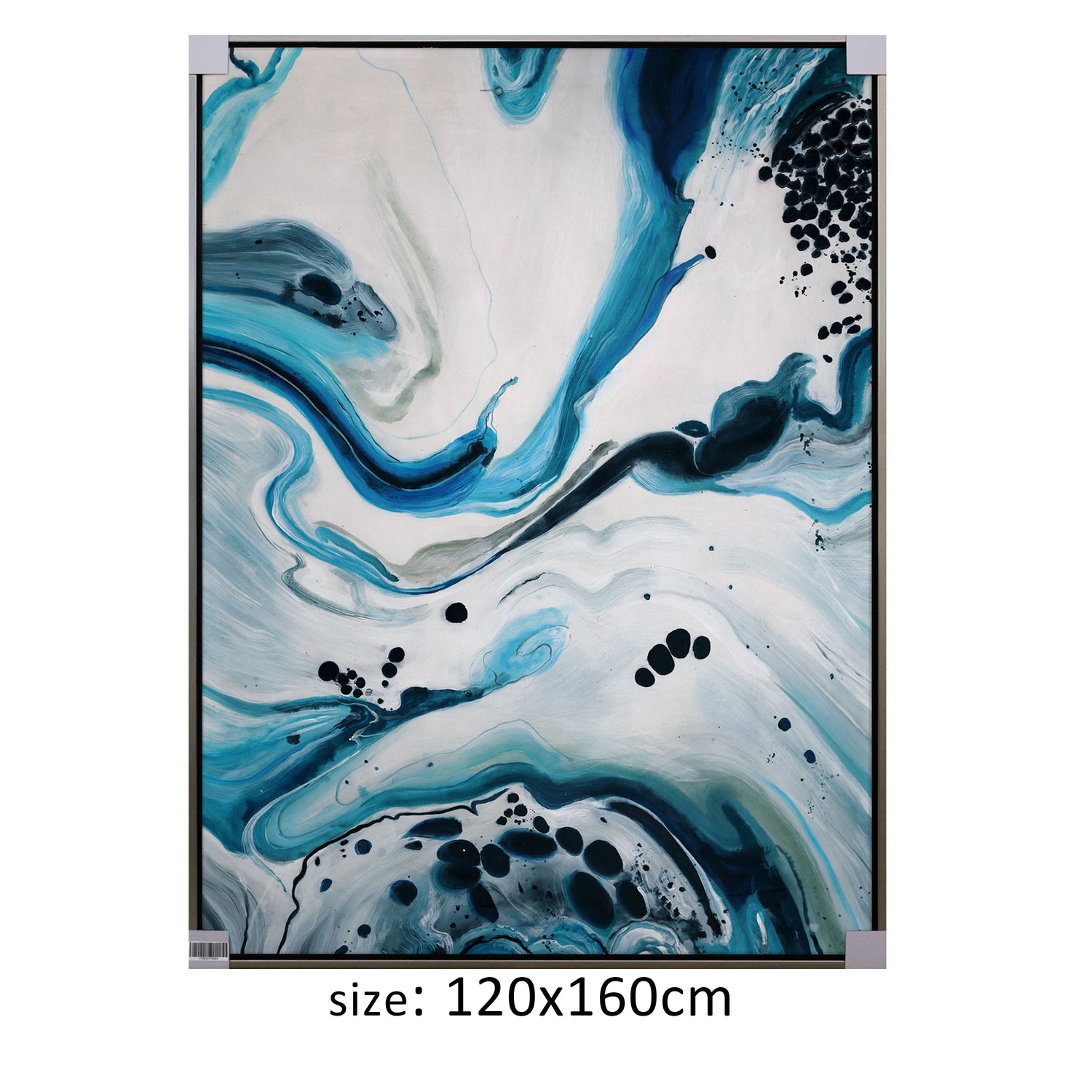 ÓLEO XL ABSTRACTO NEGRO Y CELESTE 120X160