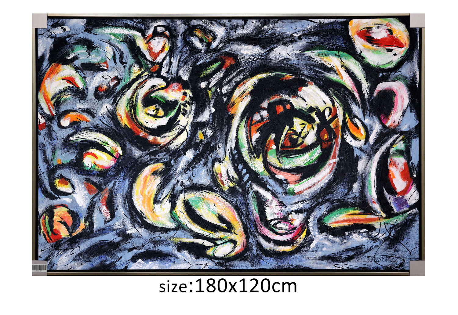 ÓLEO XL ABSTRACTO TRAZOS CIRCULARES 180X120
