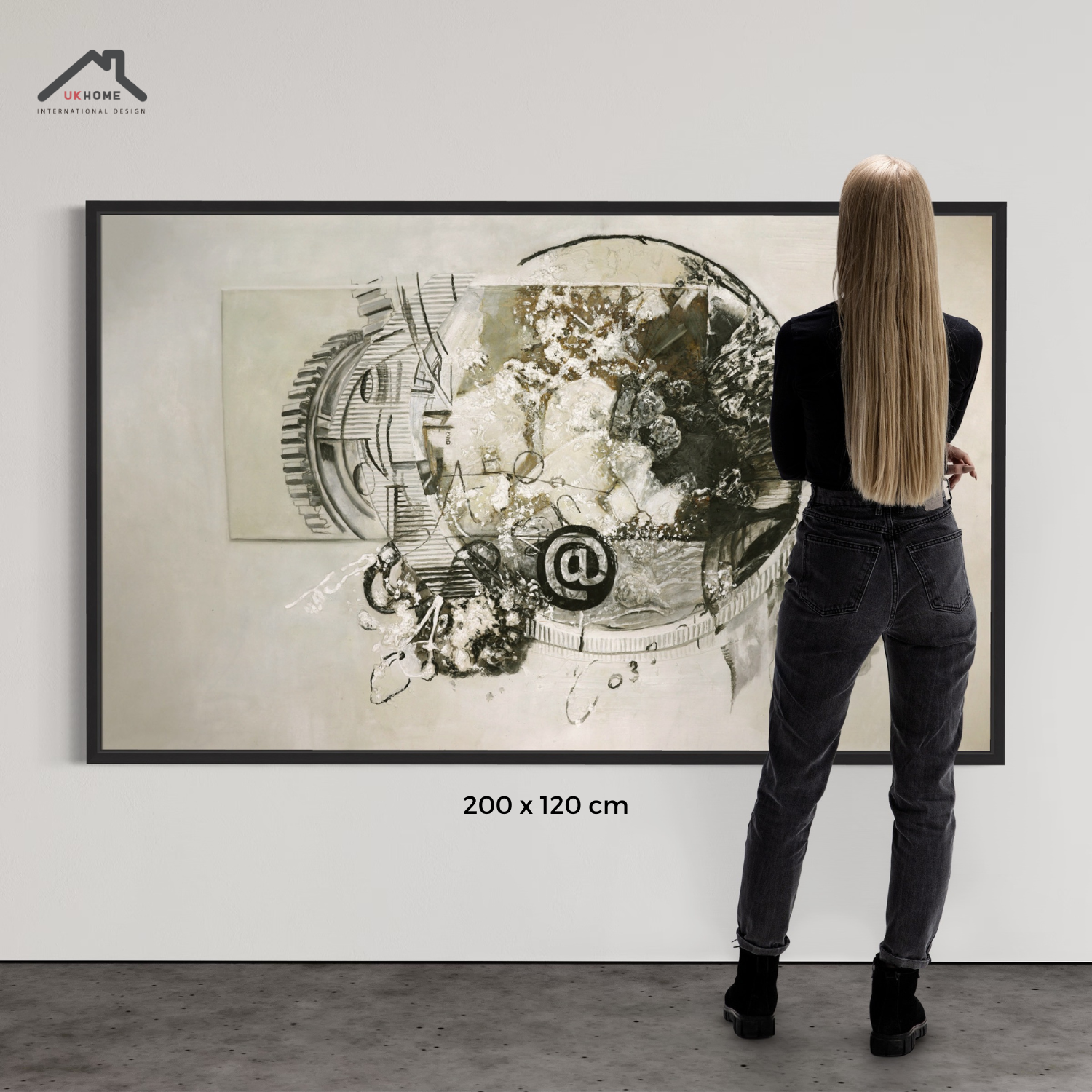 OLEO XL ABSTRACTO FONDO BLANCO CON FIGURAS 120x200
