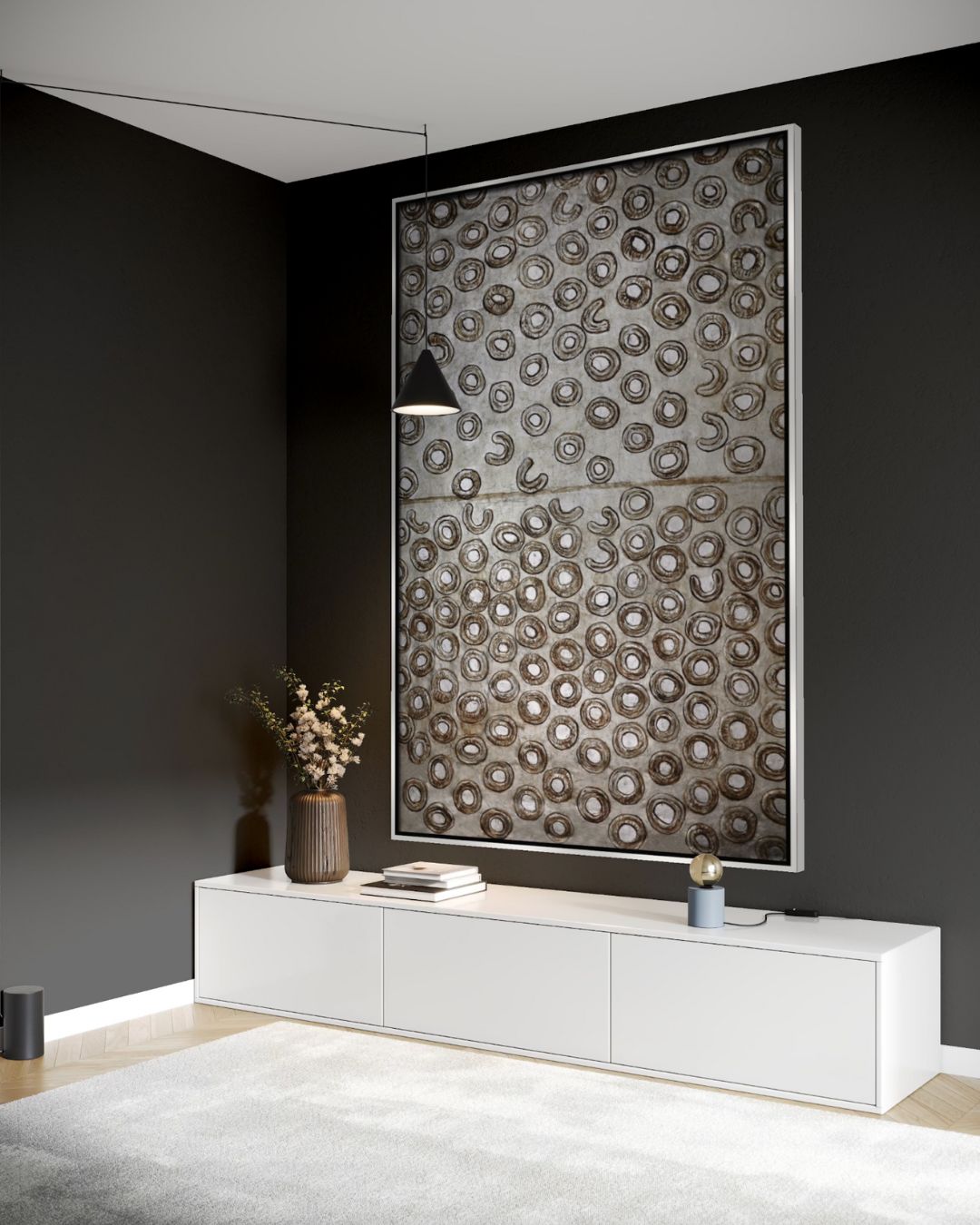 ÓLEO XL PLATEADO CÉLULAS GRISES 120X180