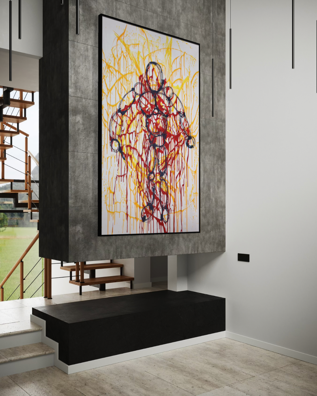 ÓLEO XXL FIGURA HUMANA EN ENREDO AMARILLO 120X200