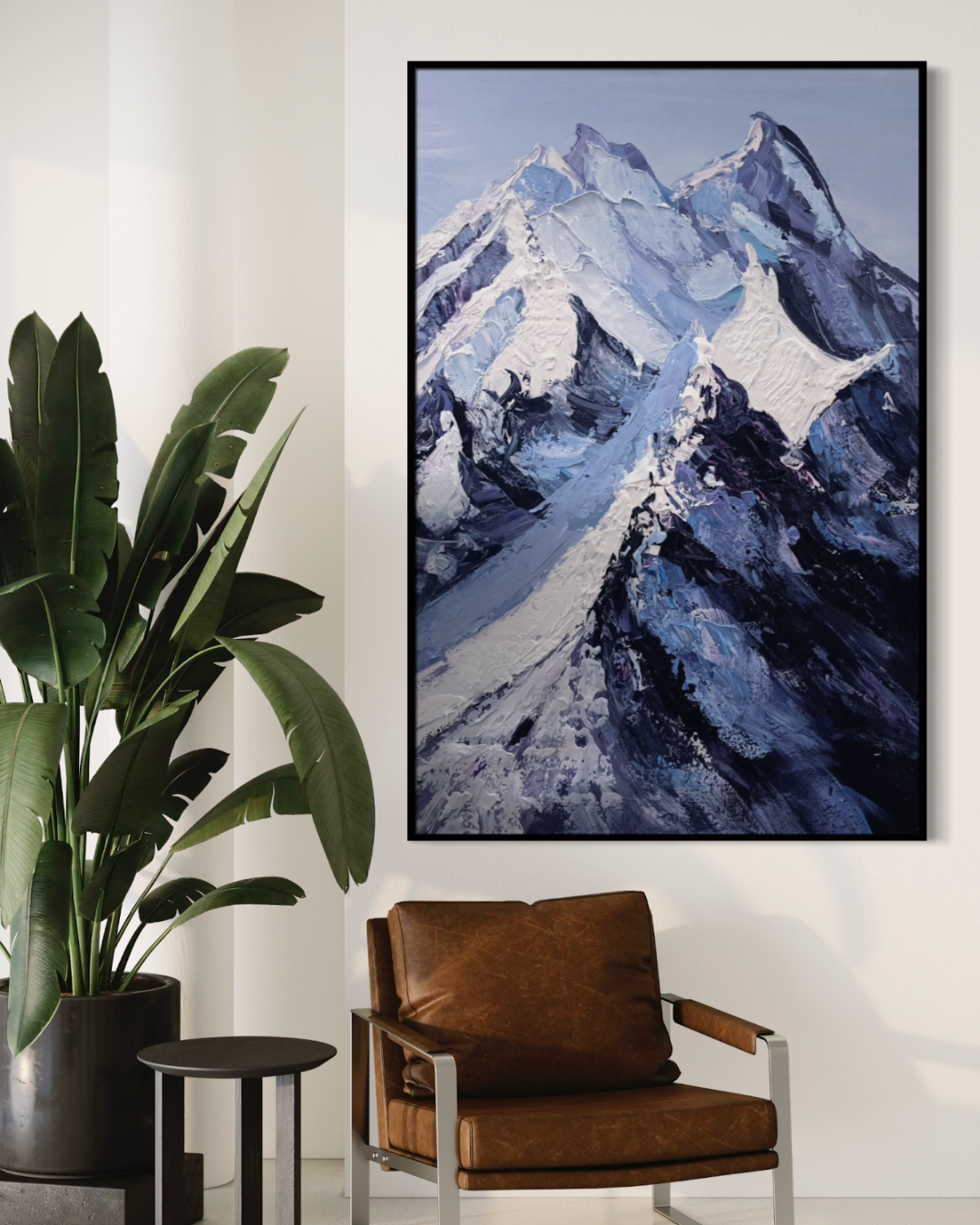 ÓLEO L REALISTA MONTAÑA NEVADA 100X150