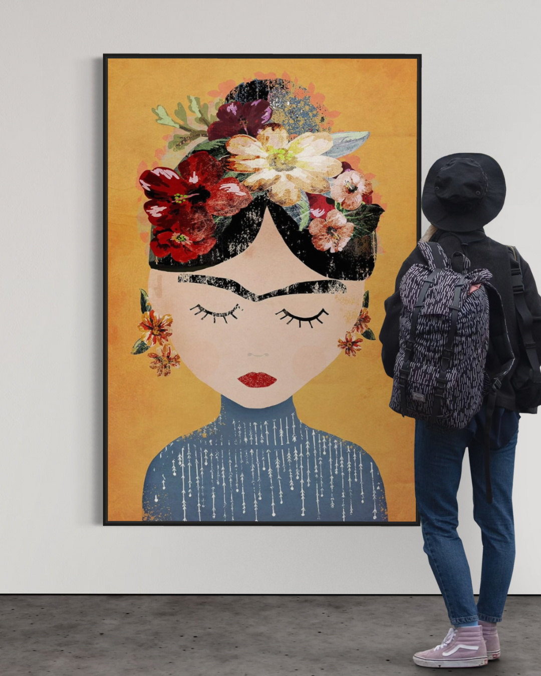ÓLEO L MUJER ESTILO FRIDA KAHLO 100X150