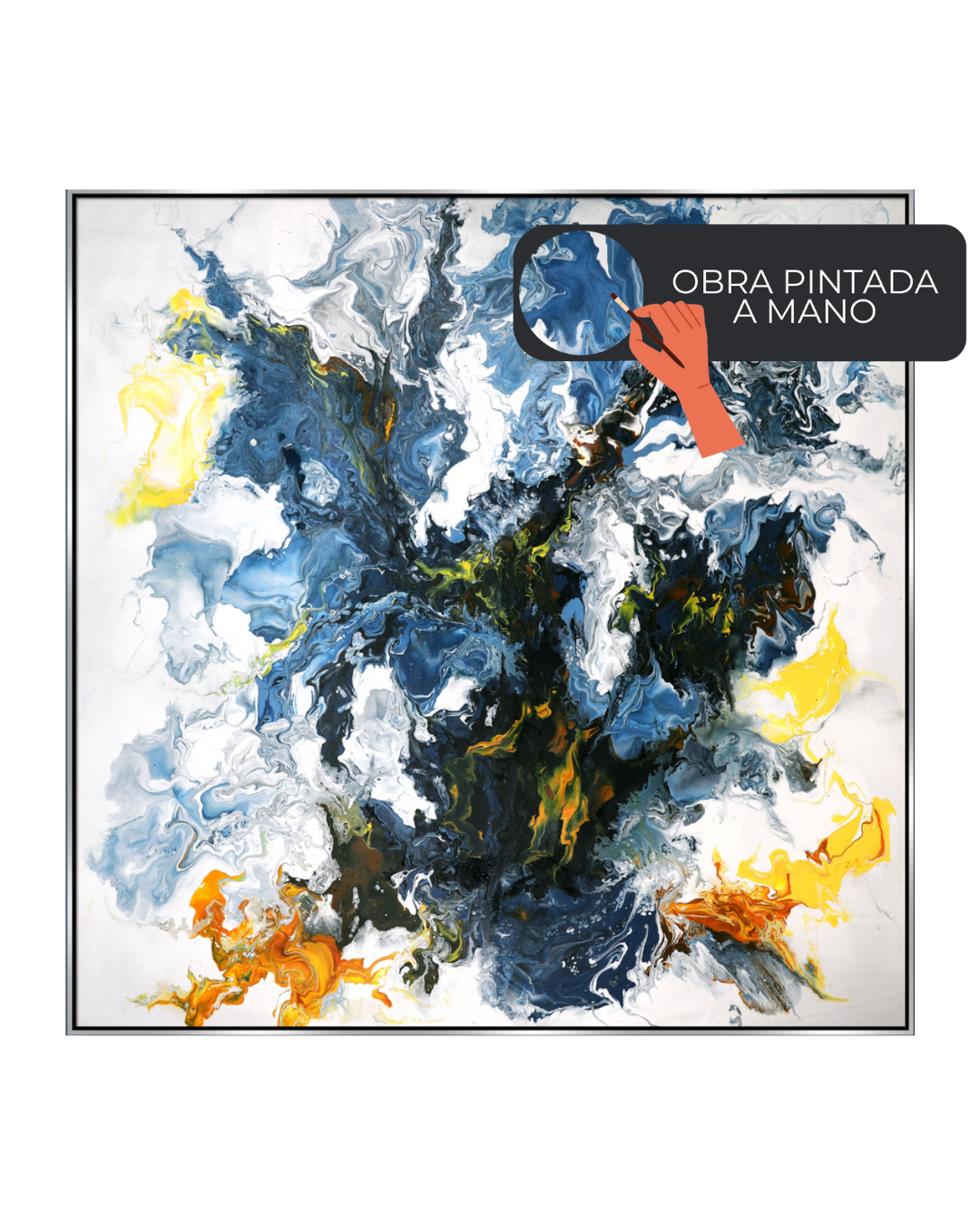 ÓLEO XXL ABSTRACTO TORMENTA DE COLORES 180X180