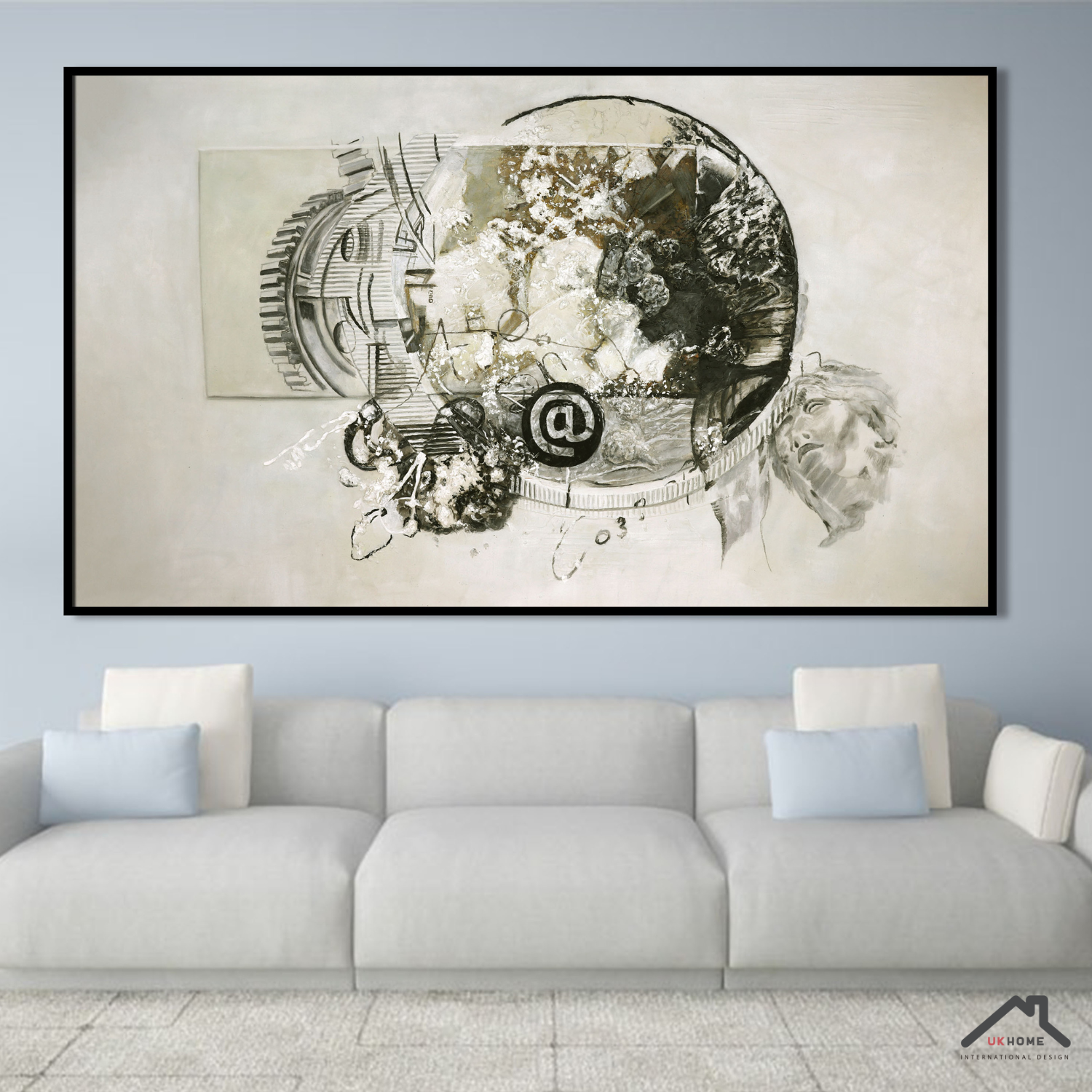 OLEO XL ABSTRACTO FONDO BLANCO CON FIGURAS 120x200