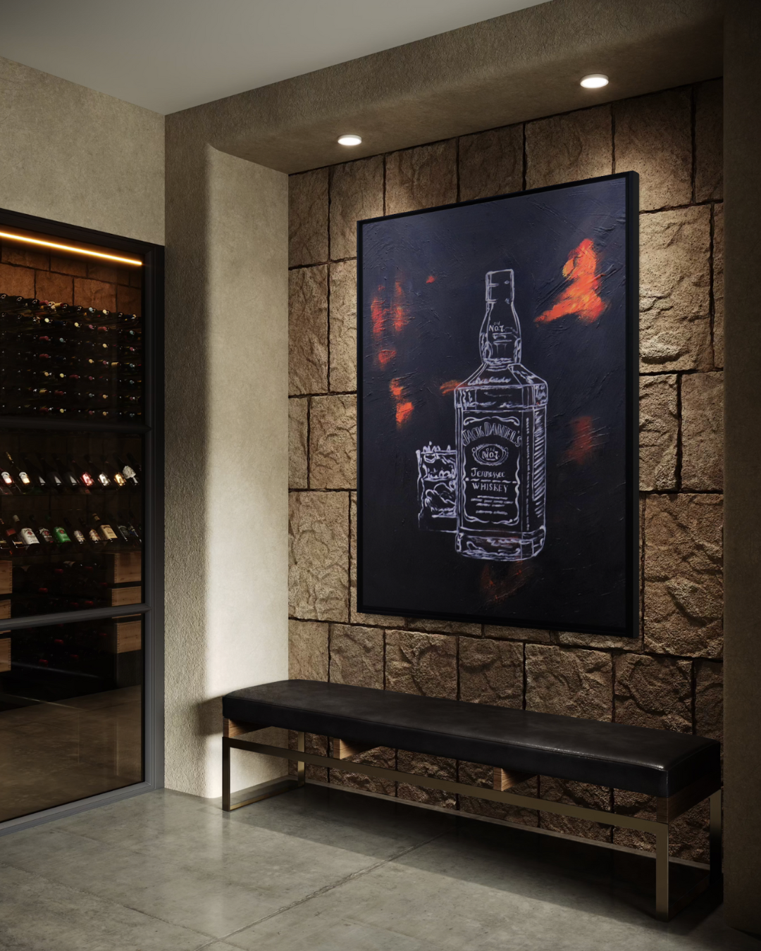 ÓLEO JACK DANIEL´S FONDO NEGRO 90X120