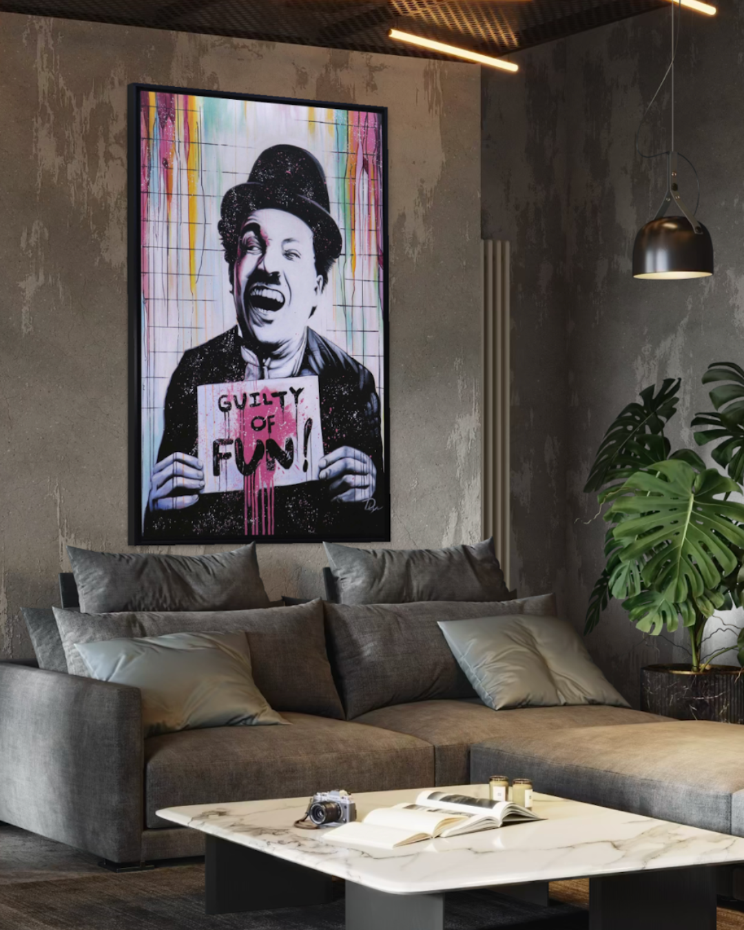 Oleo Chaplin riendo 150x100