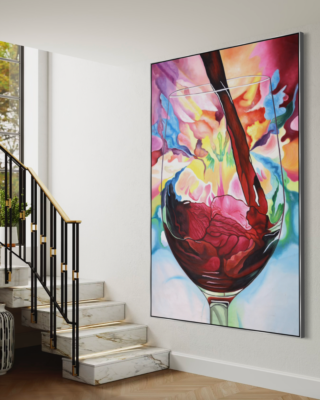 ÓLEO XXL COPA DE VINO REALISTA 150X220