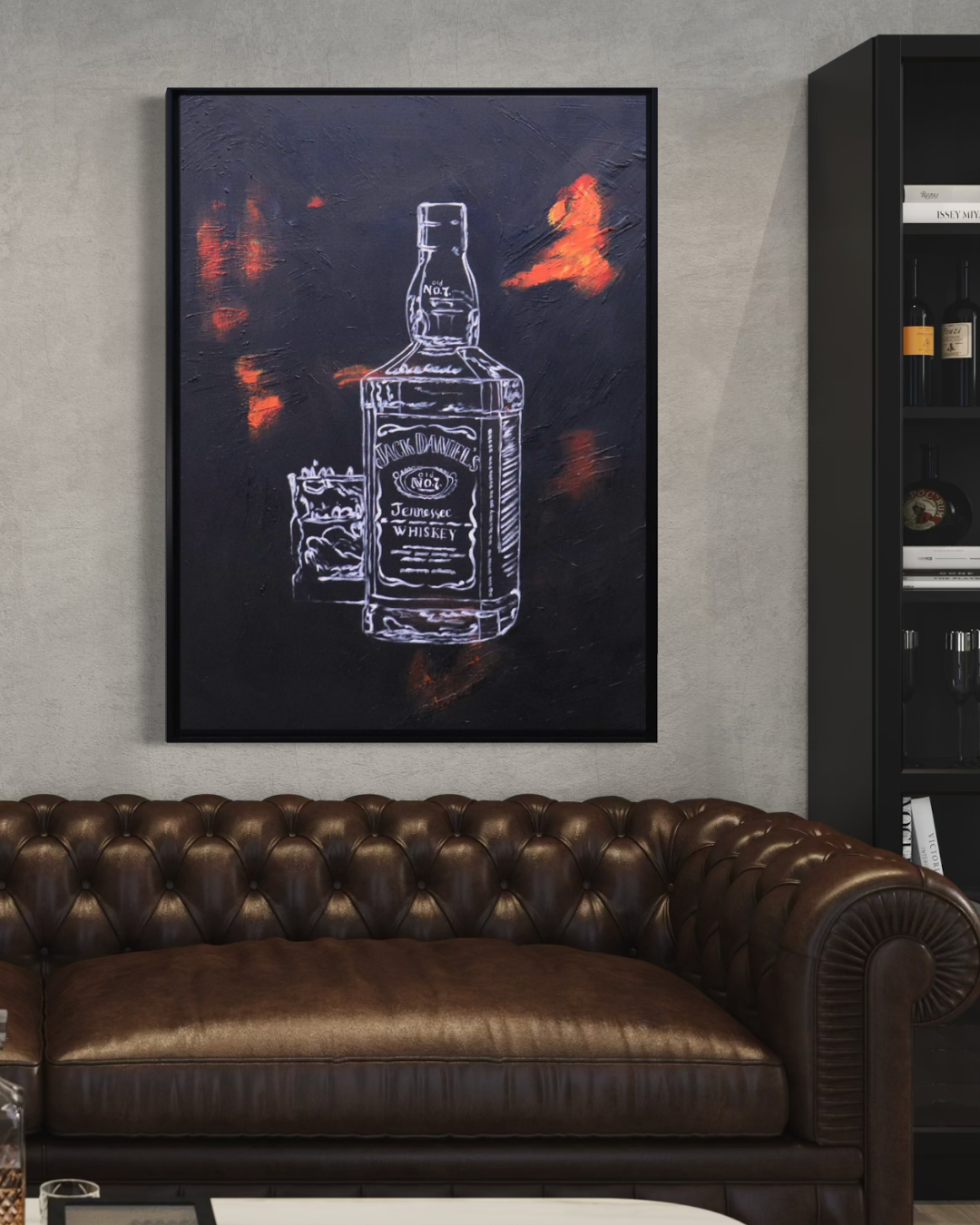 ÓLEO JACK DANIEL´S FONDO NEGRO 90X120