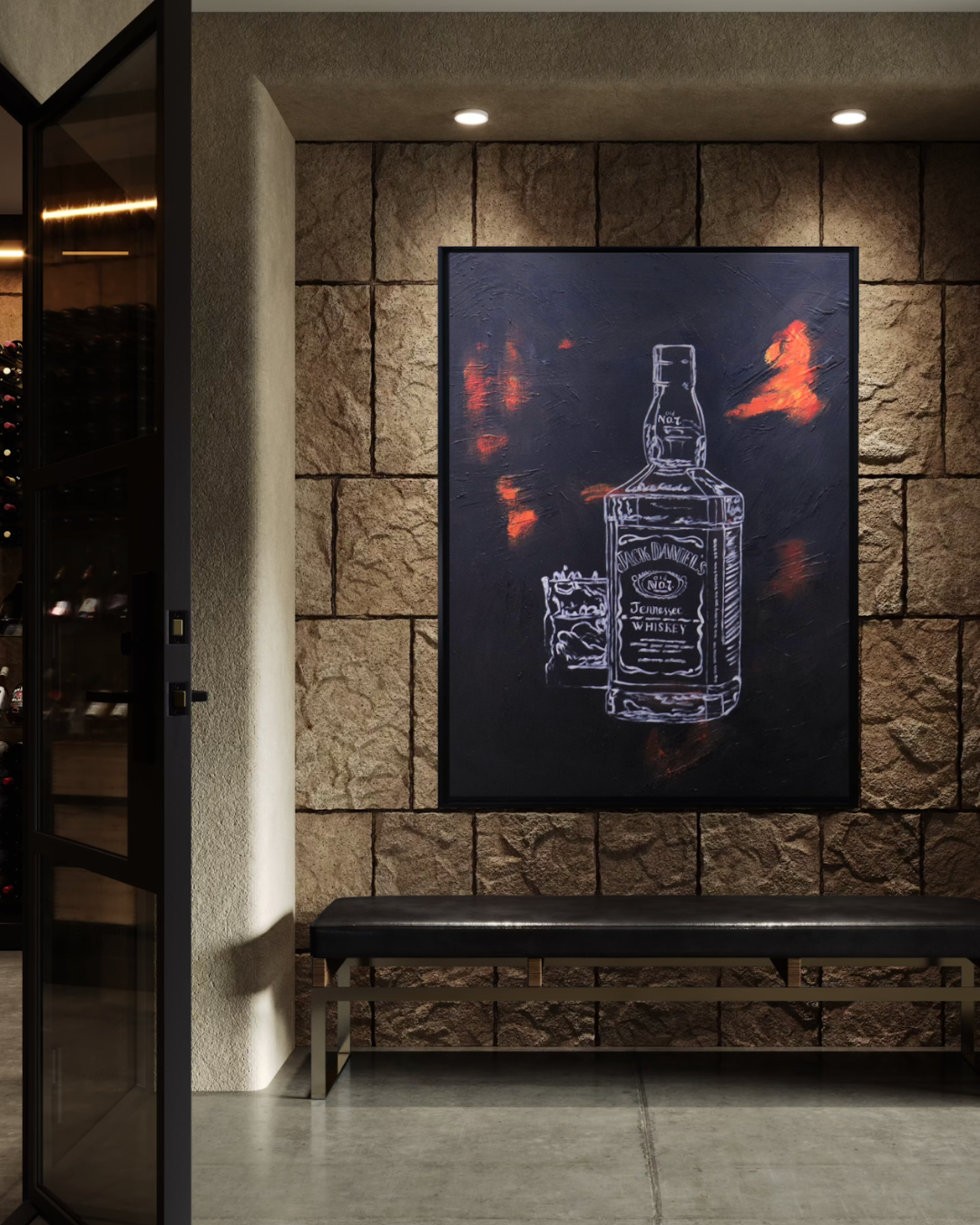 ÓLEO JACK DANIEL´S FONDO NEGRO 90X120