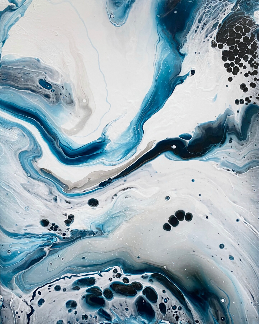 ÓLEO XL ABSTRACTO NEGRO Y CELESTE 120X160