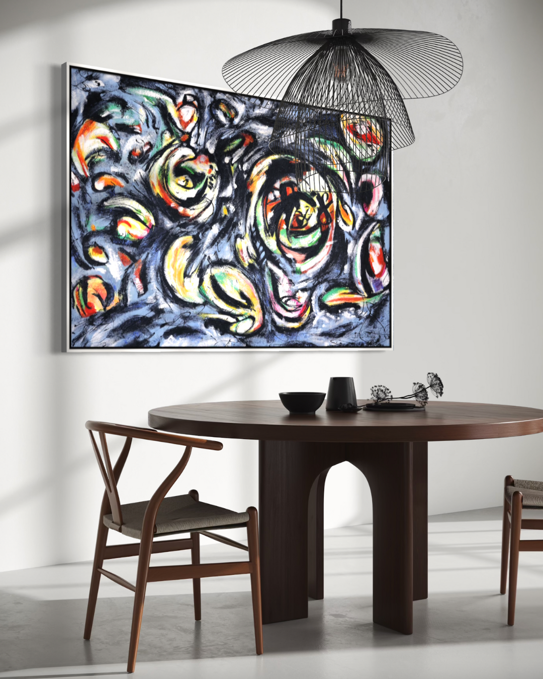 ÓLEO XL ABSTRACTO TRAZOS CIRCULARES 180X120
