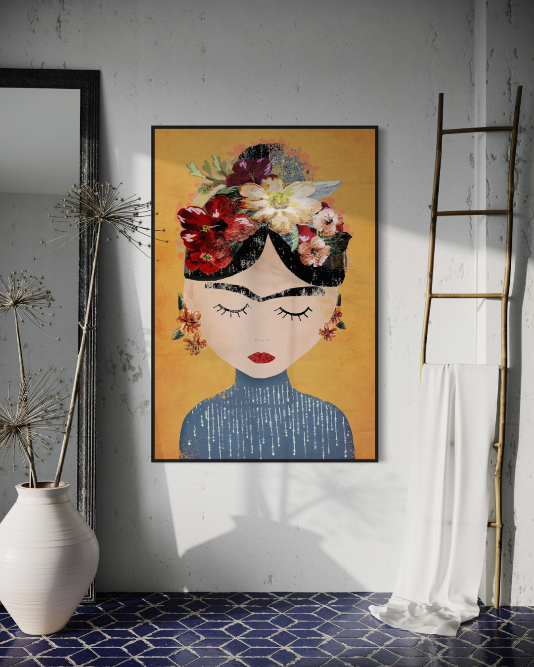 ÓLEO L MUJER ESTILO FRIDA KAHLO 100X150