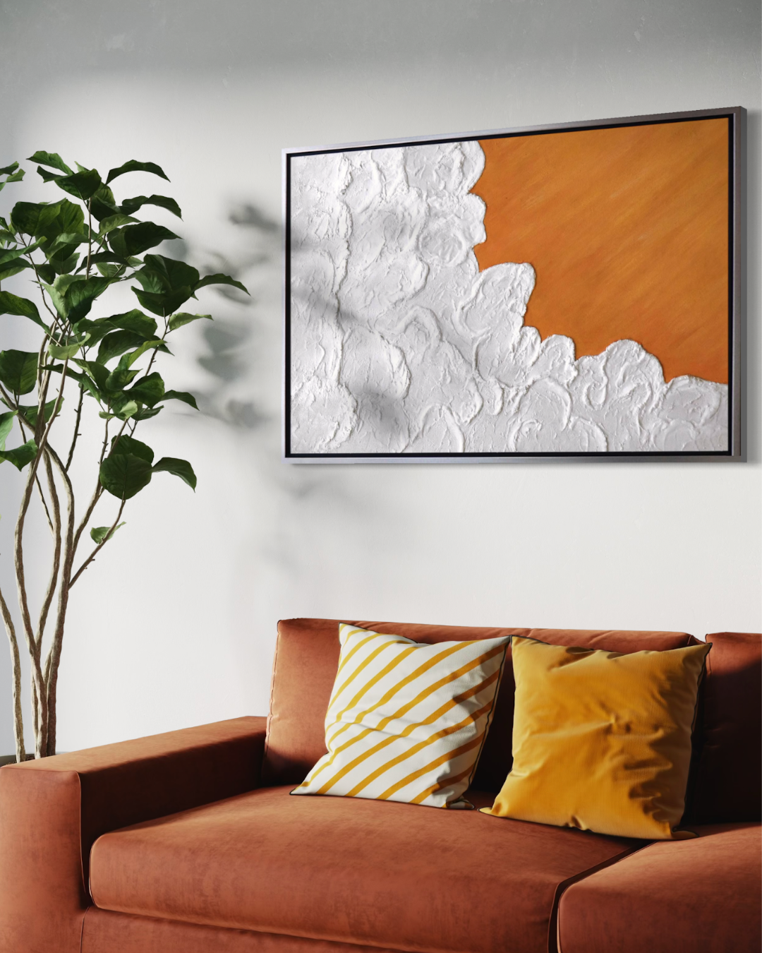 ÓLEO LAVA EN FONDO NARANJO 80X120