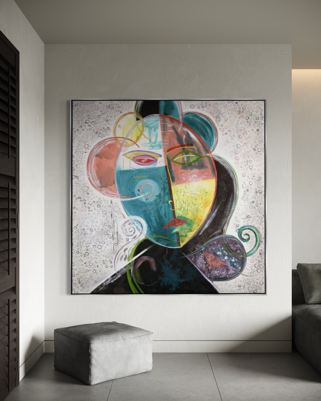 ÓLEO XXL CUBISMO ROSTRO MUJER 180X180