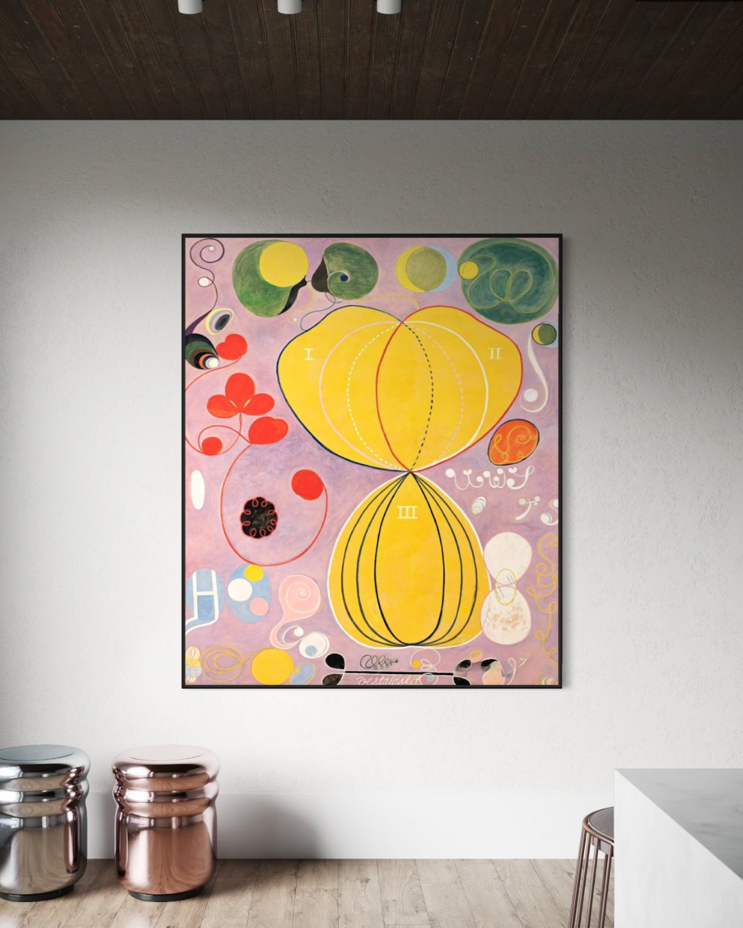 ÓLEO XL FIGURAS EN FONDO ROSA 150X150