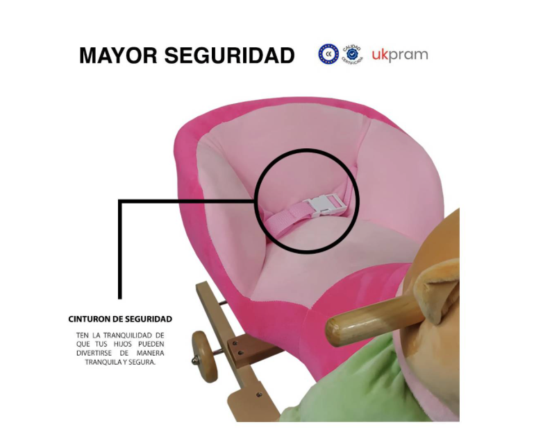 Balancin Silla Mecedora Madera Oso Rosado