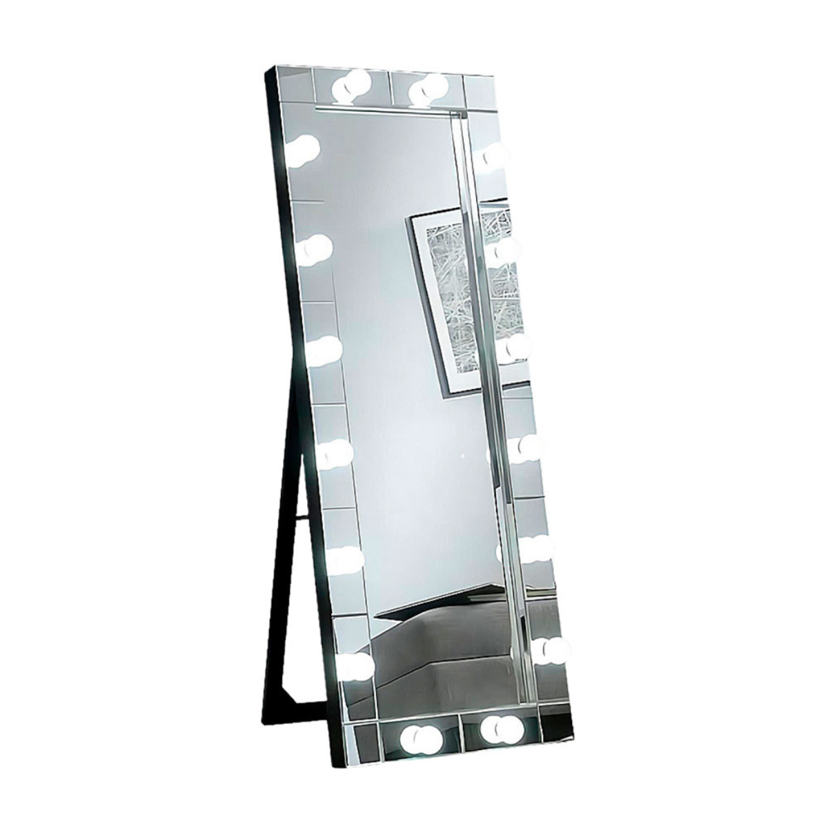 Espejo Rectangular de Pie con Luces LED y Parlantes Bluetooth 175×80 cm