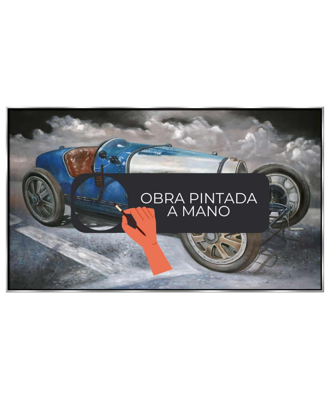 ÓLEO L AUTO CARRERA AZUL VINTAGE 150 X 90