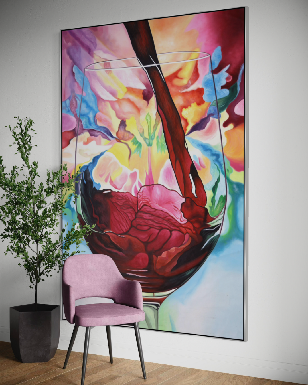 ÓLEO XXL COPA DE VINO REALISTA 150X220