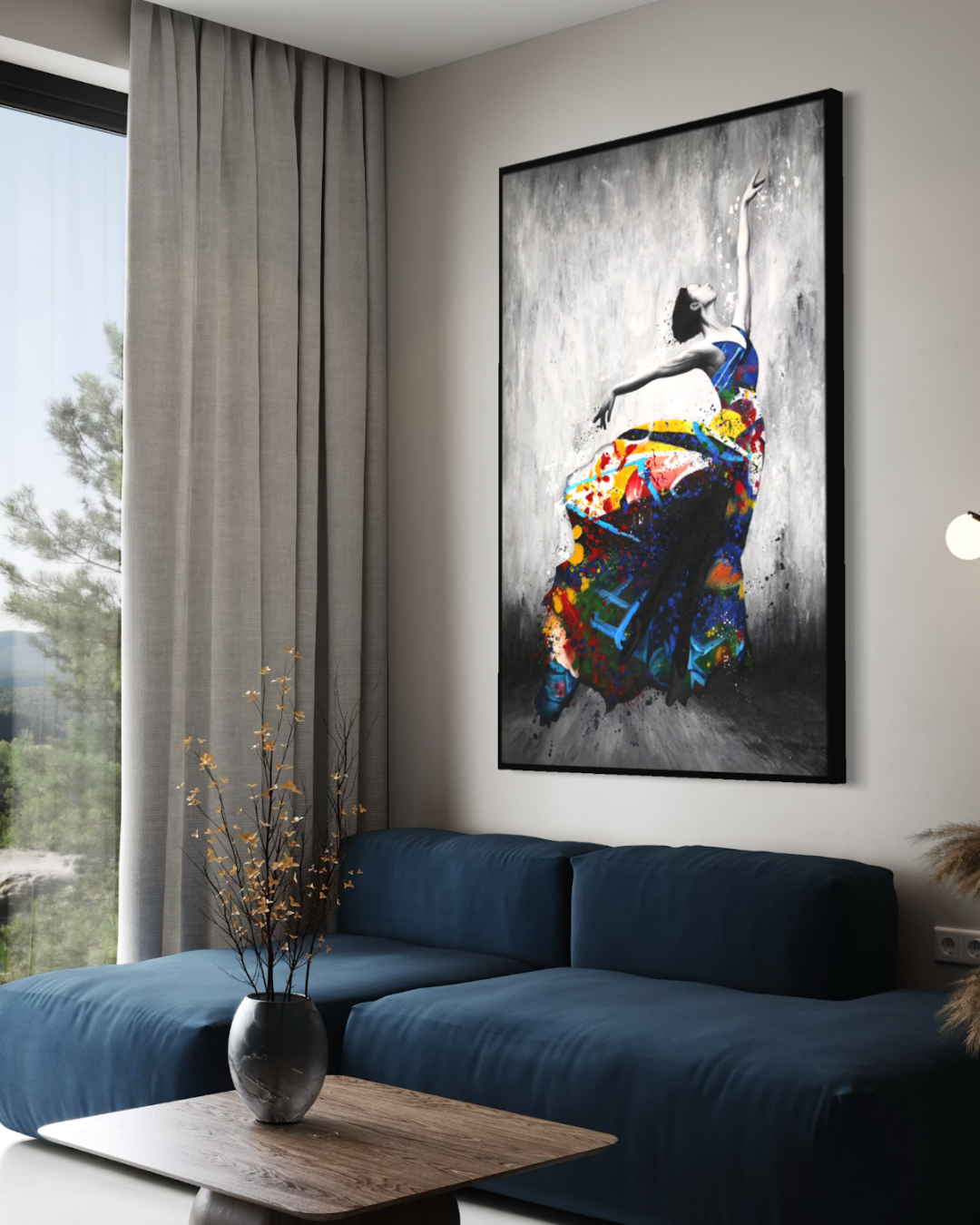 ÓLEO L MUJER QUE DANZA EN COLORES 100X150
