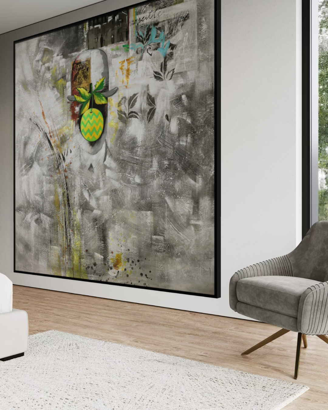OLEO XXL ABSTRACTO FIGURATIVO EN GRISES 240x240