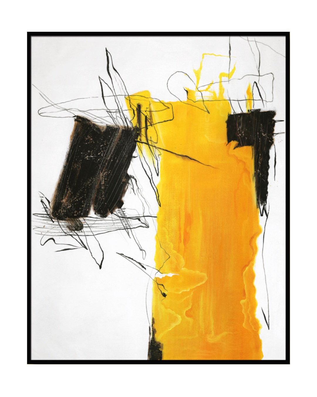ÓLEO L ABSTRACTO AMARILLO Y NEGRO 120X150