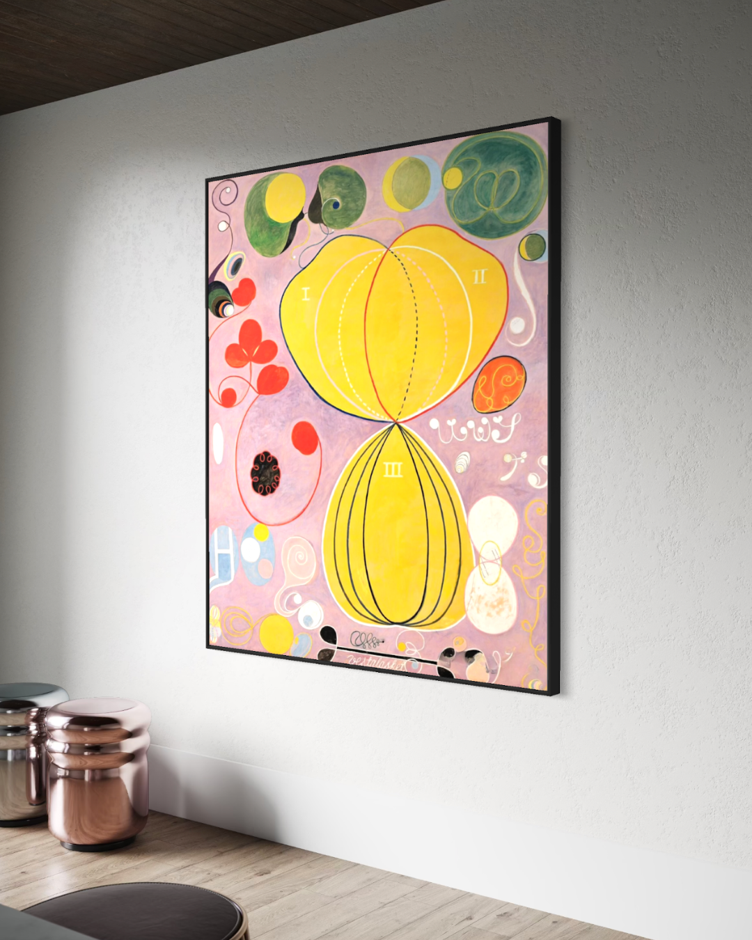 ÓLEO XL FIGURAS EN FONDO ROSA 150X150