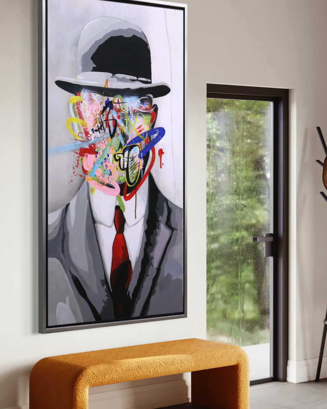 Oleo Rostro abstracto con sombrero