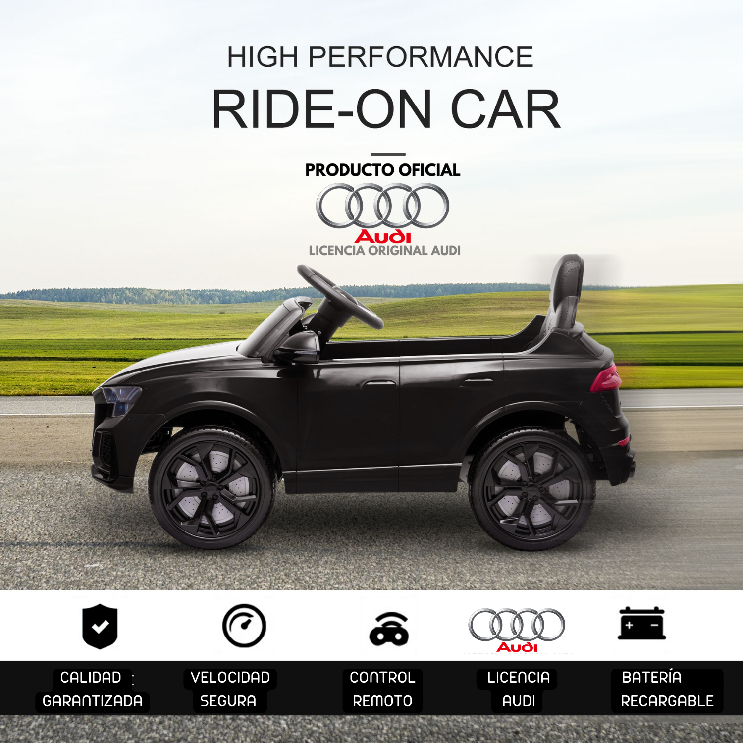 Audi RS Q8 Negro 12V