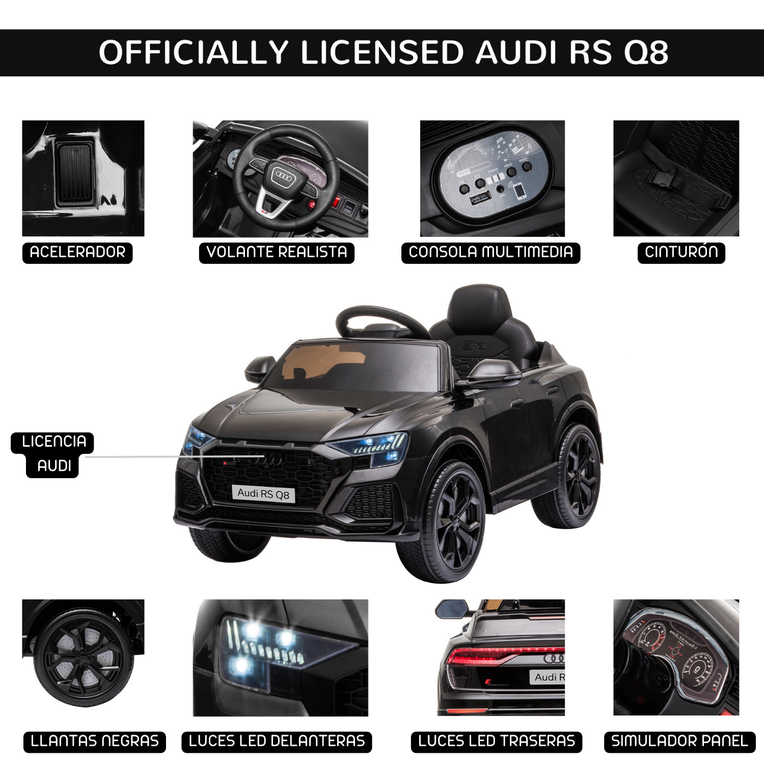 Audi RS Q8 Negro 12V