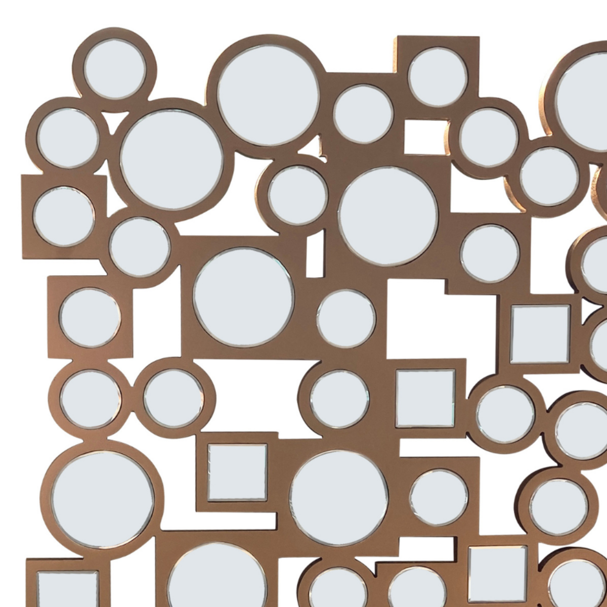 Espejo Decorativo Cobre 80×120 cm con Círculos y Cuadrados Espejados