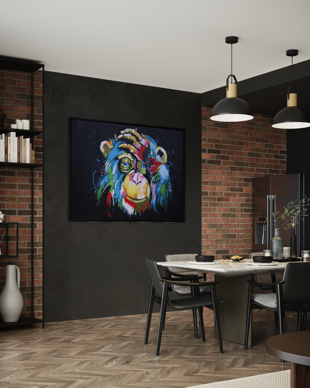 Oleo Chimpancé en colores 120x90