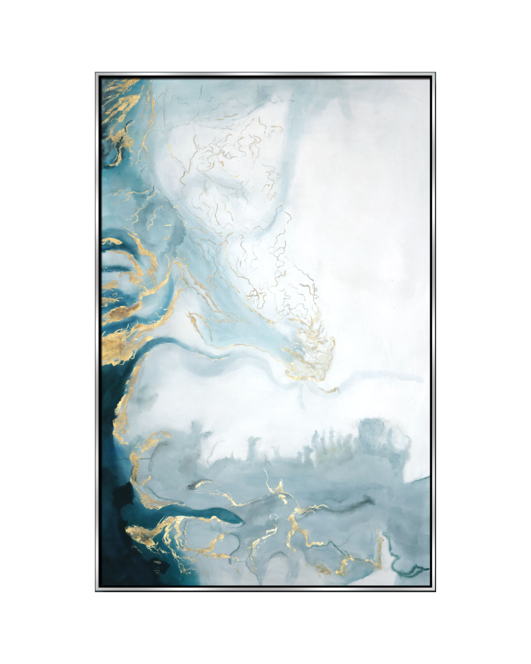 ÓLEO XL ABSTRACTO NEBULOSAS CELESTES Y DORADAS 120X180