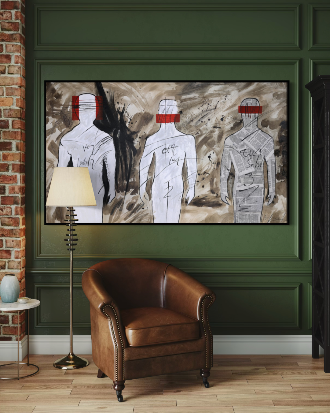 ÓLEO XL 3 FIGURAS HOMBRES 170X100
