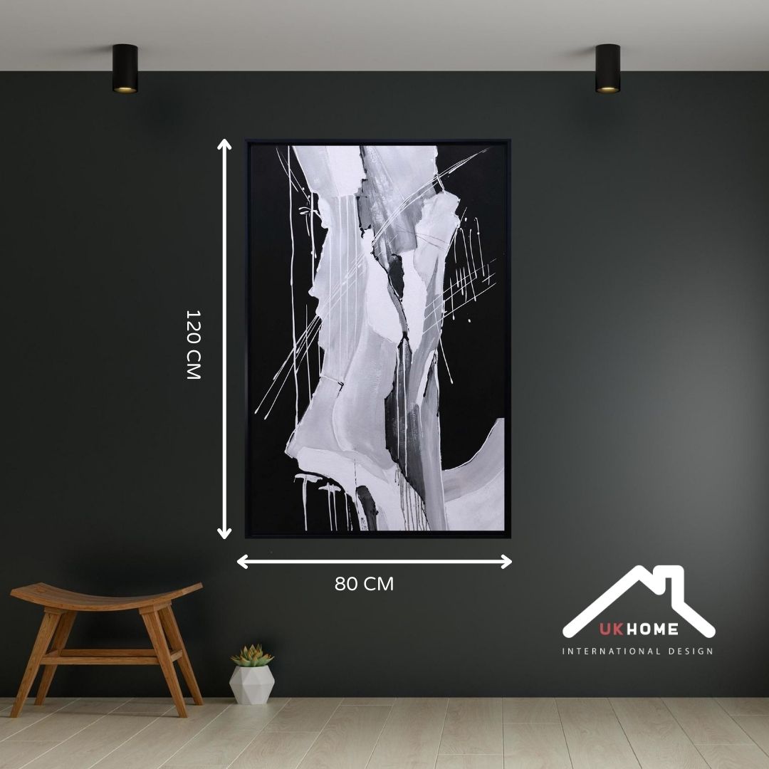 ÓLEO FONDO NEGRO MANCHAS BLANCAS 80X120