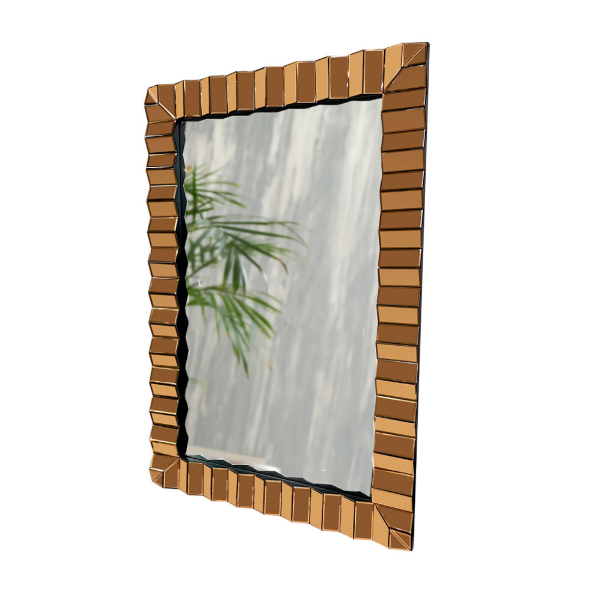 Espejo Decorativo Rectangular 80×120cm Marco Espejado Relieve Cobre