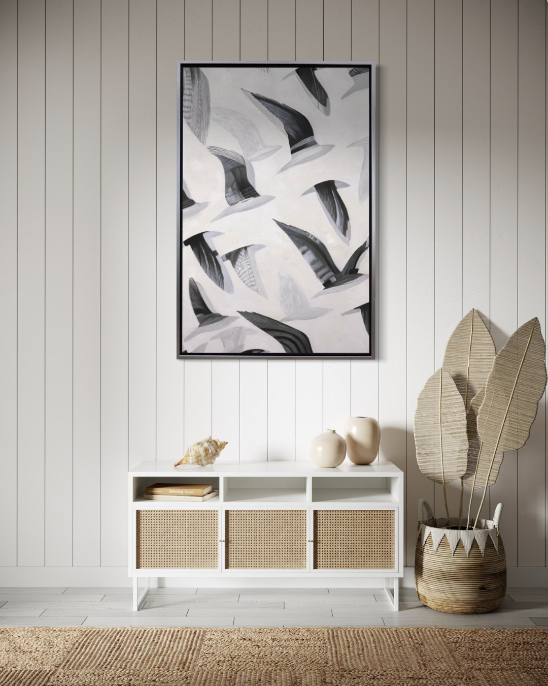 Oleo Gaviotas en fondo blanco 80x120