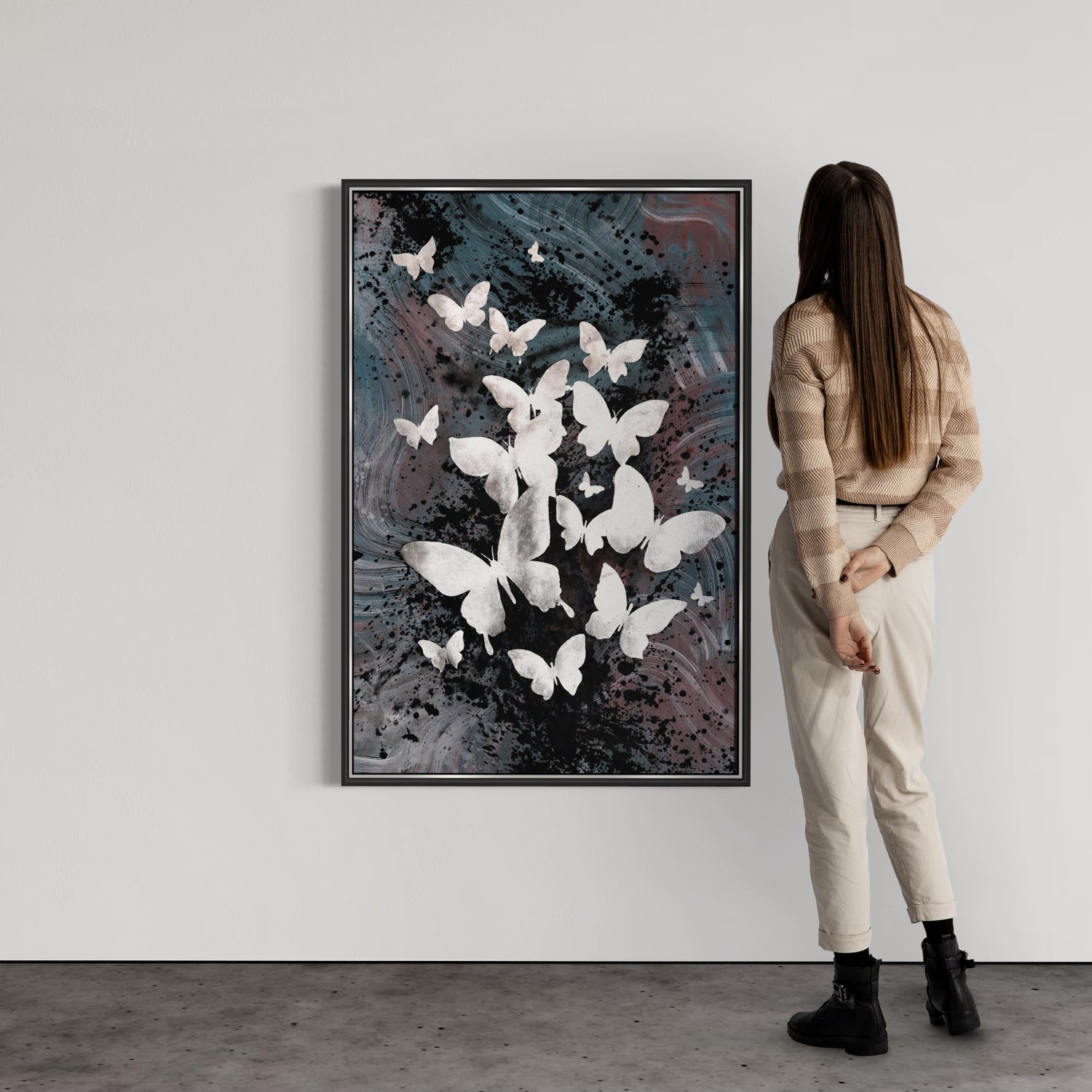ÓLEO M MARIPOSAS BLANCAS 80X120