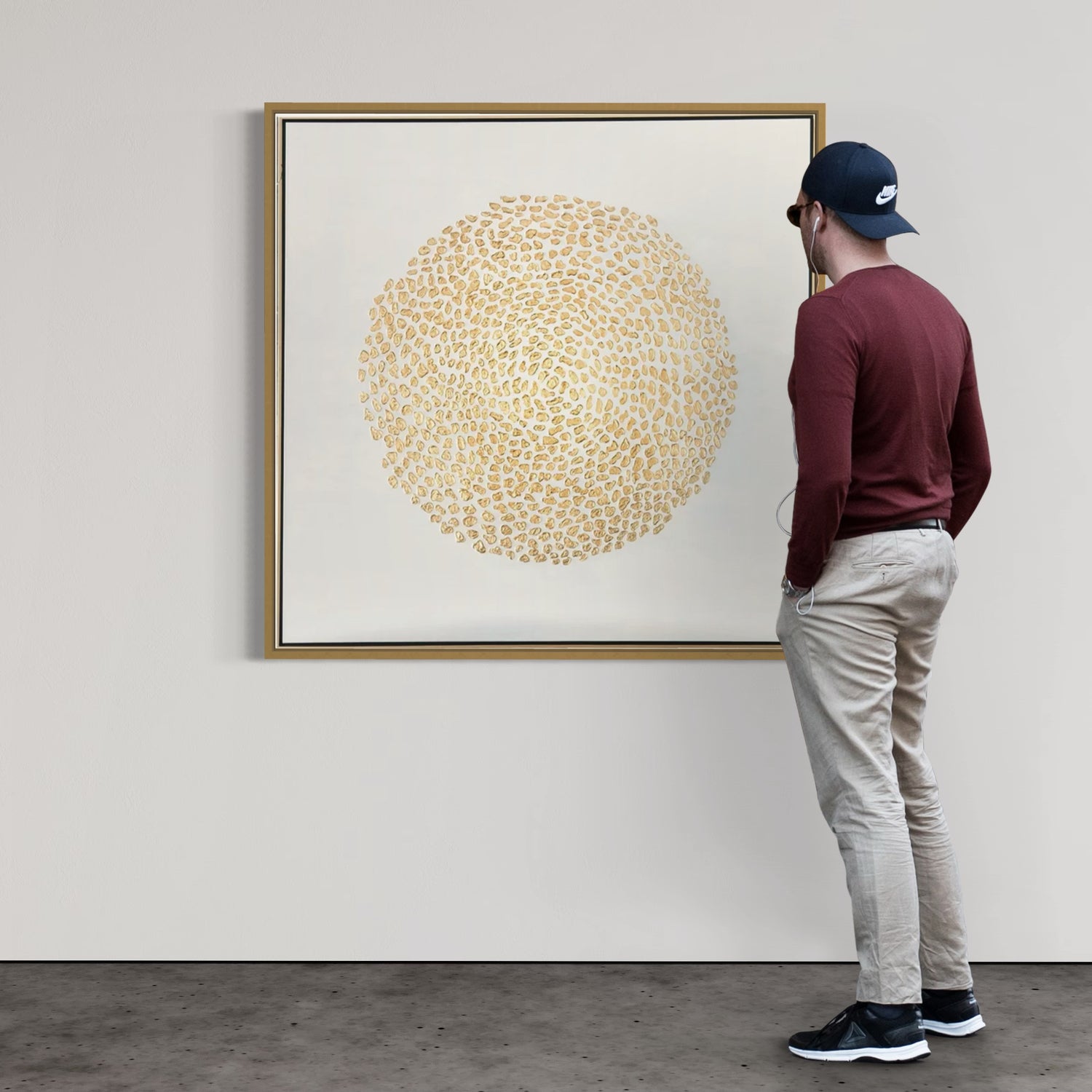 ÓLEO L CÍRCULO DORADO RELIEVE 120X120