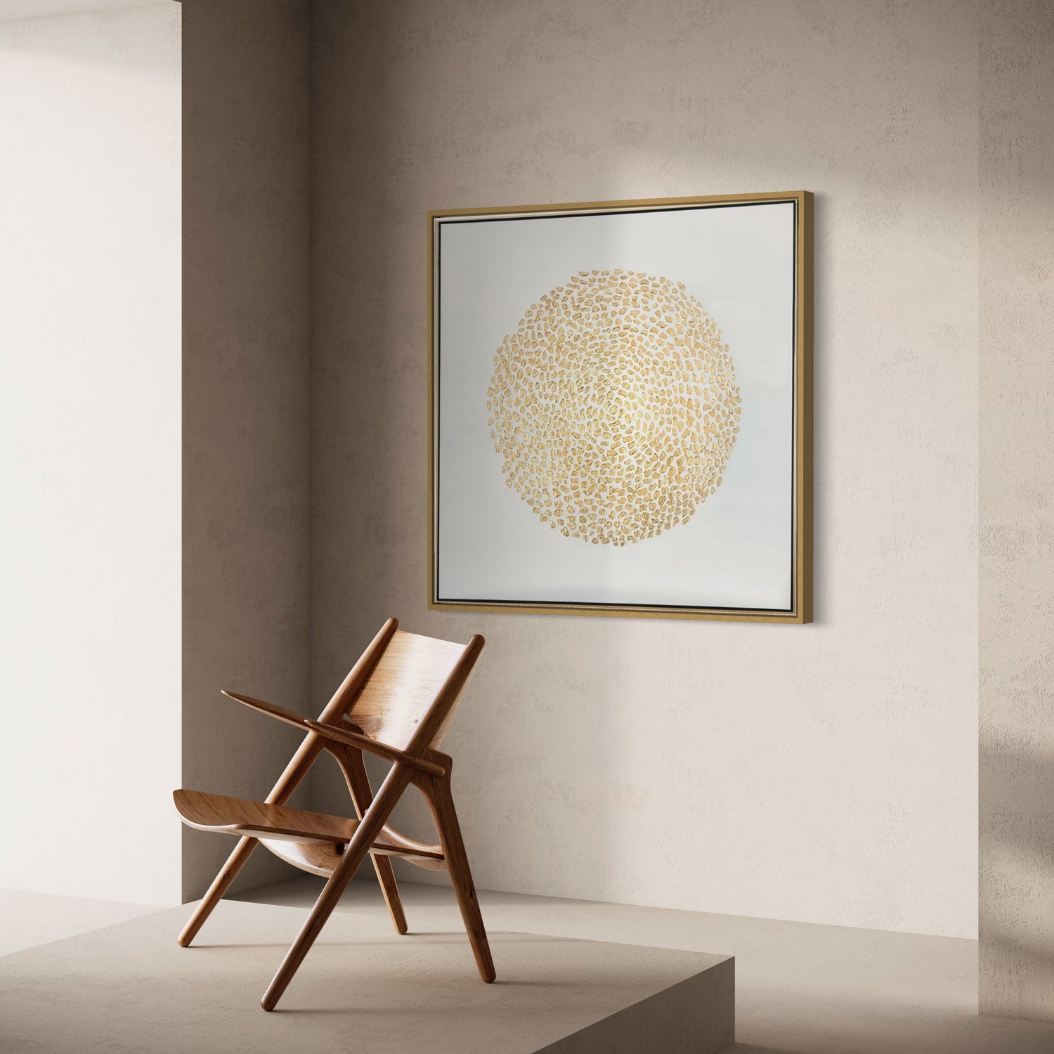 ÓLEO L CÍRCULO DORADO RELIEVE 120X120