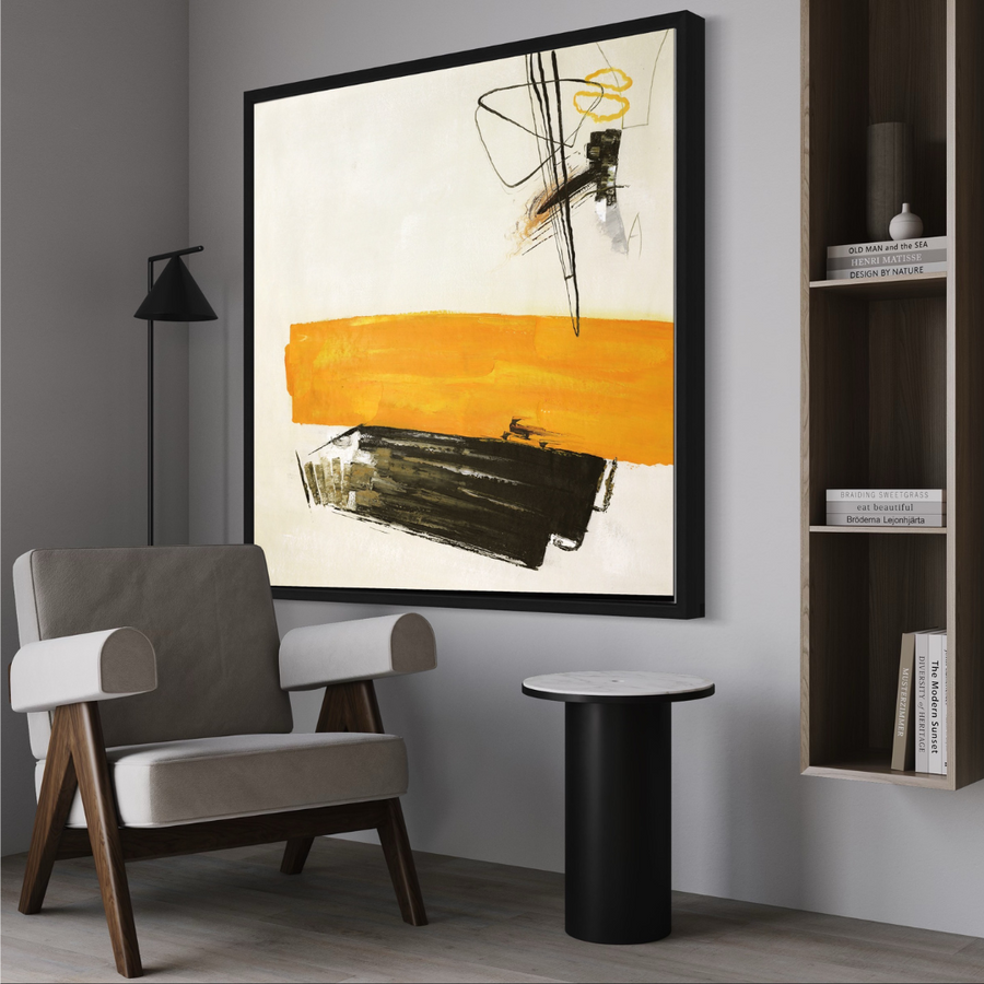Impacto Abstracto: Amarillo y Negro en Equilibrio