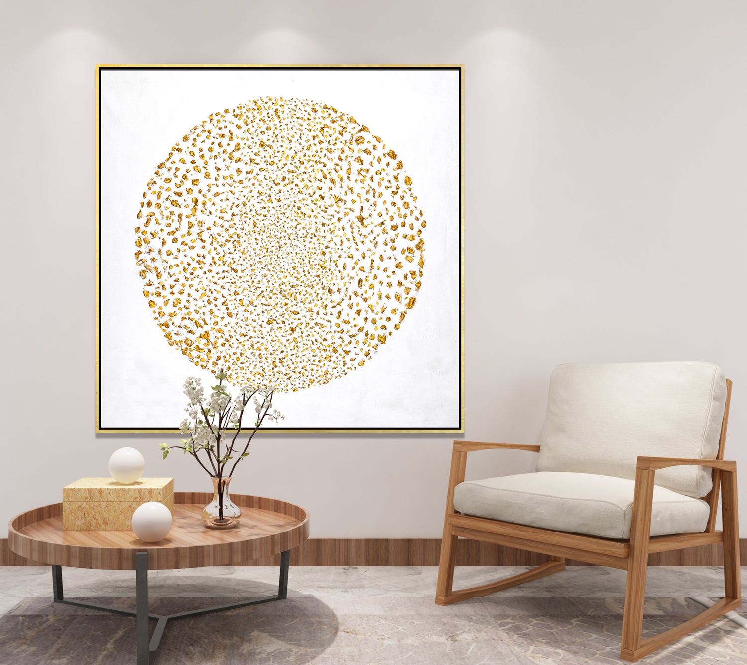 ÓLEO L CÍRCULO DORADO RELIEVE 120X120