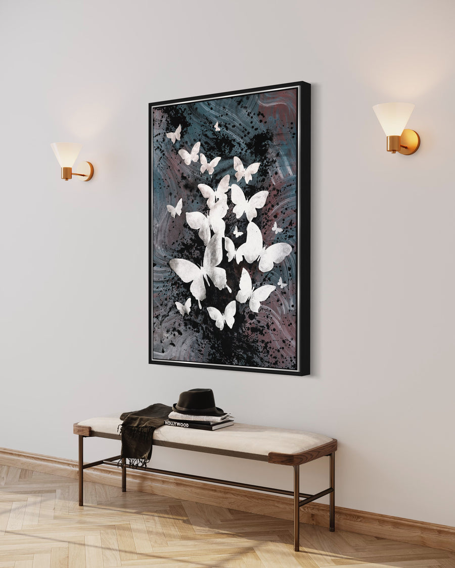 ÓLEO M MARIPOSAS BLANCAS 80X120