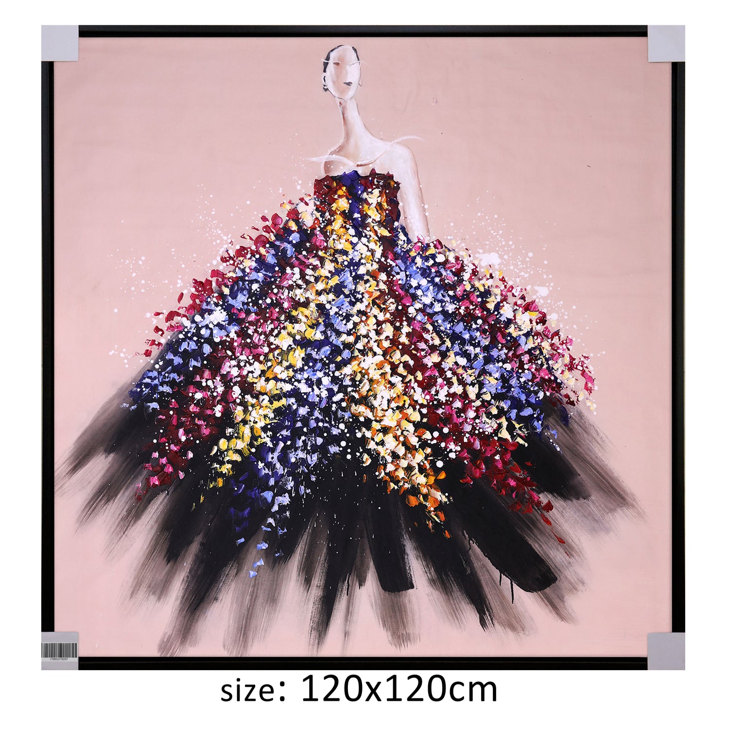 ÓLEO L MUJER VESTIDO CON TEXTURAS 120X120